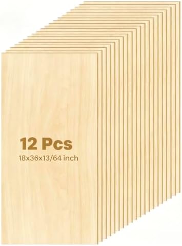 12 Pcs 13/64 Basswood Plywood 18x36 in for P3 CO2 Laser Processing