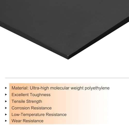 MECCANIXITY UHMW Sheet Ultra High Molecular Weight Polyethylene Sheet, 1/16" Thick Hard HDPE Plastic Sheet Board for DIY Craft 10" x 10" Black