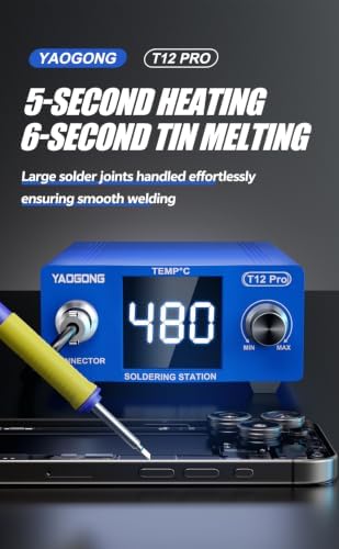 75W Digital Soldering Station with Adjustable Temperature Control, Fast Heating Soldering Iron Kit for Electronics Repair, DIY & PCB Work