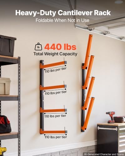 VEVOR Lumber Rack, 4-Tier 2-Pack 110 lbs per Tier, Foldable Wood Storage