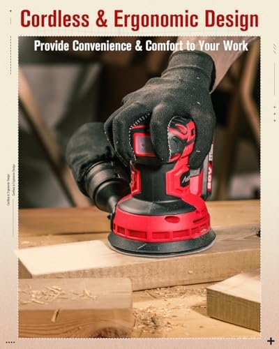 AVID POWER 20V Cordless Random Orbital Sander Tool 5”, 6 Variable Speeds