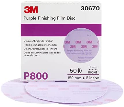 3M Hookit Purple Finishing Film Abrasive Disc, 260L, 30670, 6 in, P800