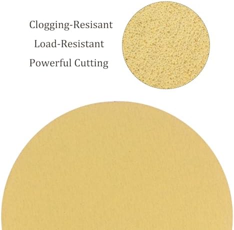 50pcs No Hole Sanding Discs- [ 8 Inch 120 Grit ] Round Hook and Loop Grip Sanding Pads Sheet Sandpaper for Automotive Woodworking Metal Polishing Use| Gold, Aluminum Oxide