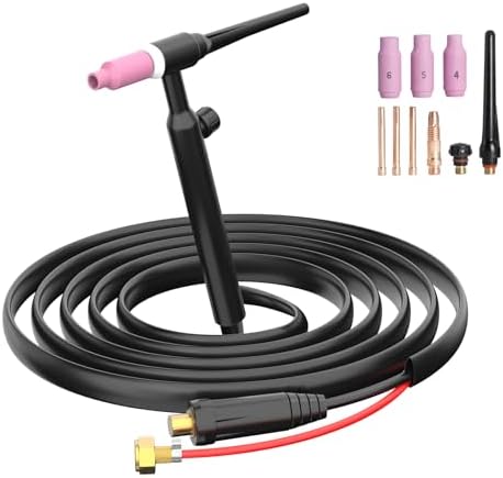 FEMEROL TIG Welding Gun,150A WP17V Argon TIG Torch with Red Air hose, Air Cooled Lift TIG Gun 10-25mm² Plug Connector