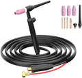 FEMEROL TIG Welding Gun,150A WP17V Argon TIG Torch with Red Air hose, Air Cooled Lift TIG Gun 10-25mm² Plug Connector