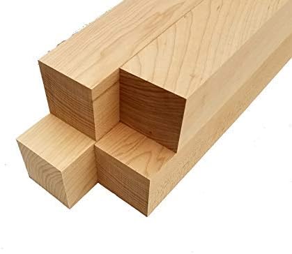 Barrington Hardwoods Hard Maple Lumber Turning Squares - 3" x 3" x 12" (4 Pieces)