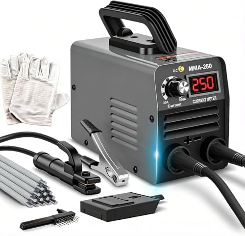 Super Mini Stick Welder Machine,110V 250A ARC Portable MMA Welding Machine for Beginners,Welding Machine with 10pcs Welding Rod Tools,IGBT Inverter Welder,Hot Start Arc Force Anti-stick (Gray)