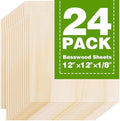 Basswood Sheets 12"x12"x1/8",3mm Basswood for Laser Cutting,Thin Plywood Board Unfinished Wood for Crafts, DIY Architectural Models Making, Wood Engraving (12inchx12inch-1/8-24Packs)
