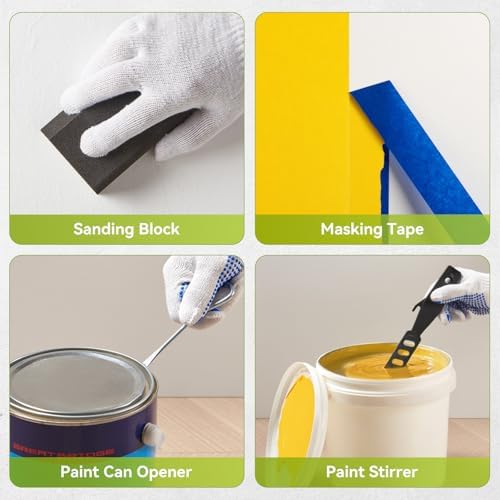 House Paint Roller Kit with Extension Pole, Home Wall Painting Supplies Set