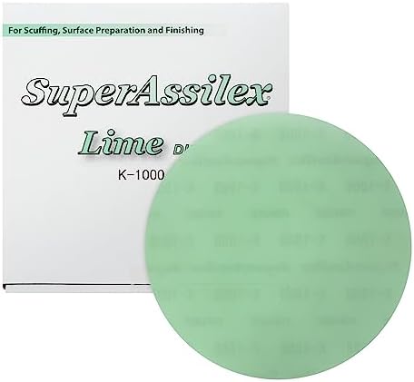 Super Assilex Flexible 6 inch Sanding Discs, Lime K-1000, No Holes, Hook & Loop, 193-1509, 25 Discs