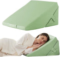 Bedluxe Wedge Pillow for Sleeping, Adjustable 9&12 Inch Foldable Bed Wedge Pillow Set, Orthopedic Memory Foam Triangle Pillows Wedge, 7-in-1 Elevated Pillows for Leg and Back Support, Green