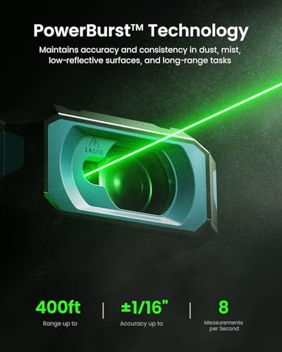 MILESEEY S50 Green Laser Distance Meter, 400 ft Laser Measure, P2P