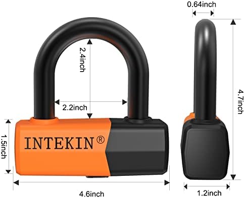 Motorcycle Chain Locks 5FT Motorcycle Lock 12mm Thick Bike Chain Lock Heavy Duty Chain Lock with 16mm/0.64inch Disc Lock for Motorcycles, Scooters, Gates and More, Orange