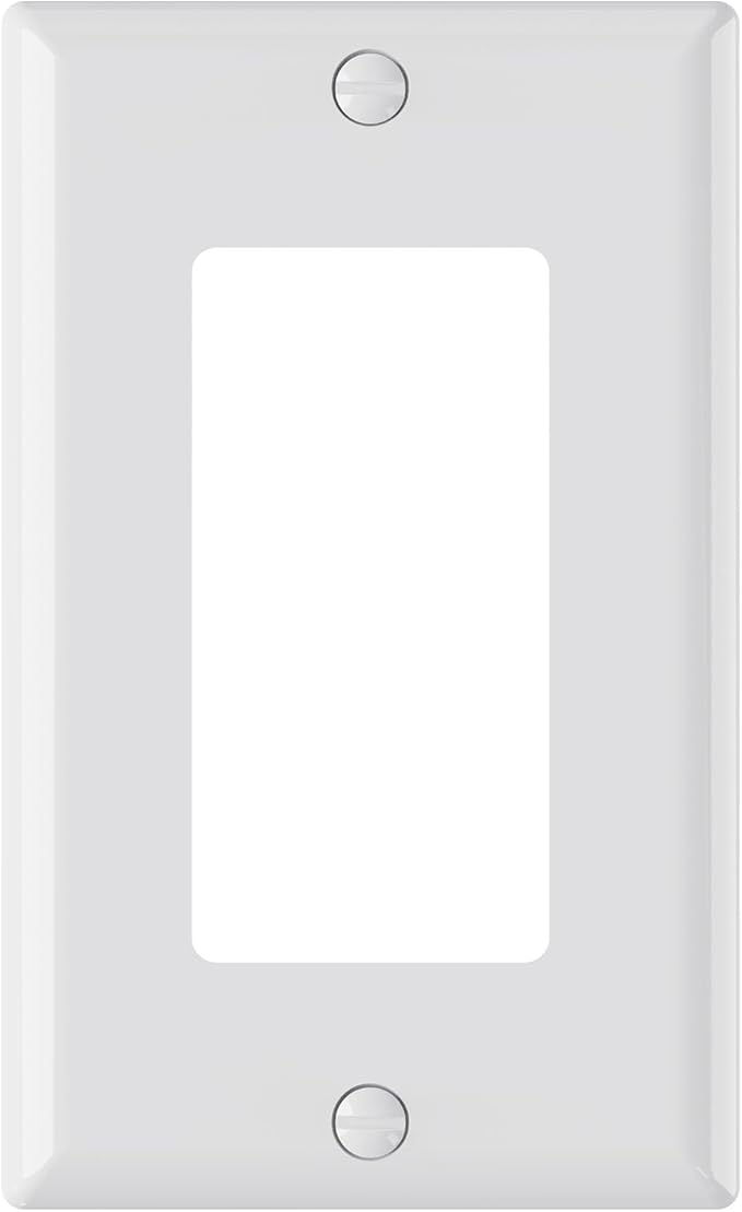 AIDA 1-Gang Standard Light Switch Cover Plate, Decorative Outlet Covers, Glossy White, 1-Pack Unbreakable Polycarbonate Wall Plates for Decorator Device, UL Listed, 4.5" H x 2.75" L