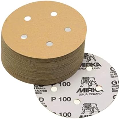 Mirka 23-321-180 5" 5-Hole 180 Grit Dustless Adhesive Sanding Discs - 100 Pack