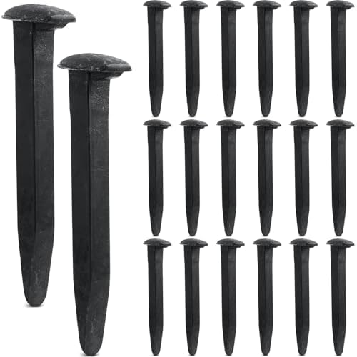 Yinkin 20 Pcs 6.5'' Railroad Spike Carbon Steel Rail Road Spike Ties, Black