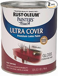 Rust-Oleum 1964502-2PK Painter's Touch Latex Paint, Quart, Gloss Colonial Red, 2 Pack
