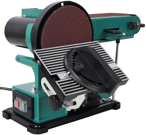 4x36 Inch Belt Sander 6 Inch Disc Sander, 120V Benchtop Sander and Polisher Grinder with Beveling Table, for Woodworking & Metalworking, Green