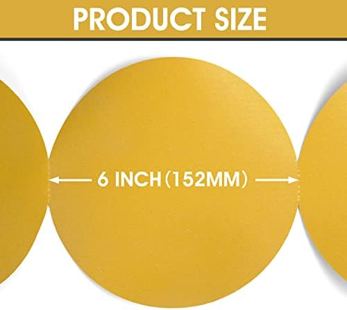 S SATC Premium Gold Sandpaper 6 Inch 100 PCS Sanding Discs 320 Grit Self Adhesive Stickyback Sandpaper Roll Aluminum Oxide PSA Sandpaper Discs for Wood, Metal, and Car Paint