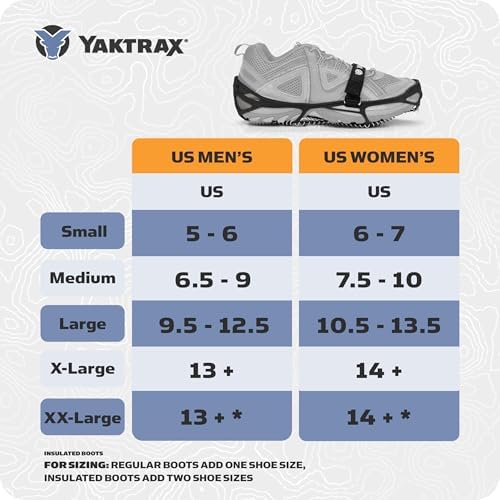 Yaktrax Pro Traction Cleats - 360-Degree Grip on Snow, Ice, & Multi-Terrain Surfaces - Elastic Outer Band w/Easy-On/Off Heel Tab & 1.4mm Stainless Steel Coils - Abrasion Resistant - Unisex