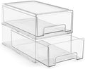 Sorbus Clear Stackable Storage Drawers with Pull-Out Bins (Medium, 2 Pack)