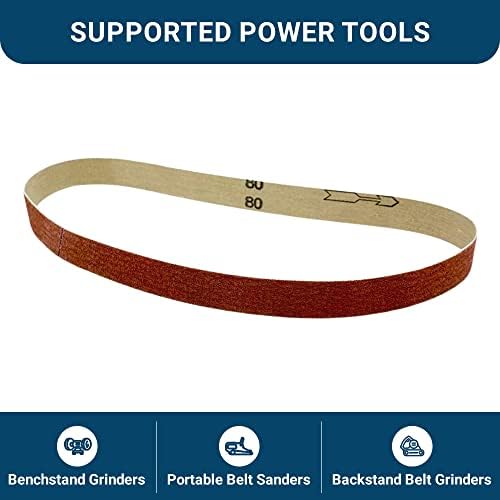 Benchmark Abrasives 1 x 30 Inch Sanding Belts with Ceramic Grains Sand Paper for Metal Grinding, Sanding Knife Polishing, Surface Blending Sander Paper Belt for Woodworking (10 Pack), 80 Grit