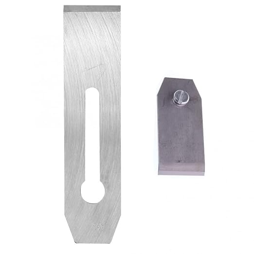 44MM 1¾ inch 1.73'' Replacement Iron Blade for Bench Hand Plane Woodwork Planer Cutter Carpentry Edge Trimming Saw Knife Trimmer for Woodworking DIY Tool Set with Planing Cover