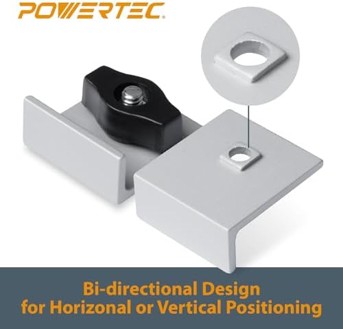 POWERTEC 72159 24 Inch Double-Cut Profile Universal T-Track with Bi-Directional Short Stop Kit, 4pcs 24" T Tracks and 4pcs Stop Blocks for Woodworking Jigs and Fixtures, Sanding, and Routing