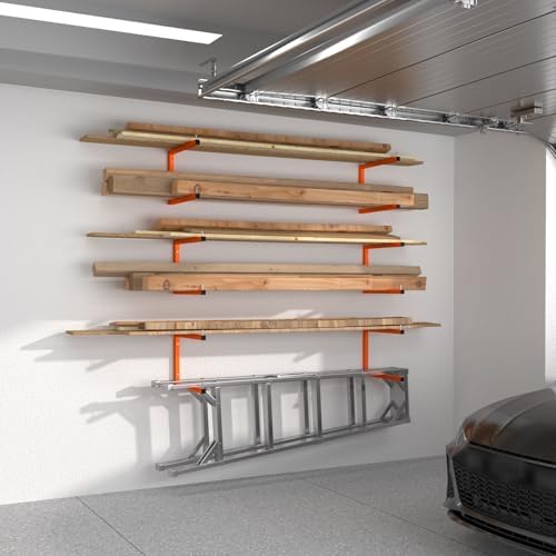 2-Pack Lumber Storage Rack, Wall Mount Wood Rack (2 Level)