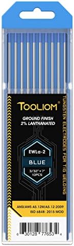 TOOLIOM EWLa-2 TIG Tungsten Electrodes, Blue, 3/32 x 7 in, 10 Pack
