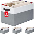 4 Pack Large Closet Storage Baskets Bins for Shelves | Fabric Closet Organizers and Storage with Handles Home Organization | Decorative Collapsible Baskets for Organizing Clothes Toy Nursery 14"x10"