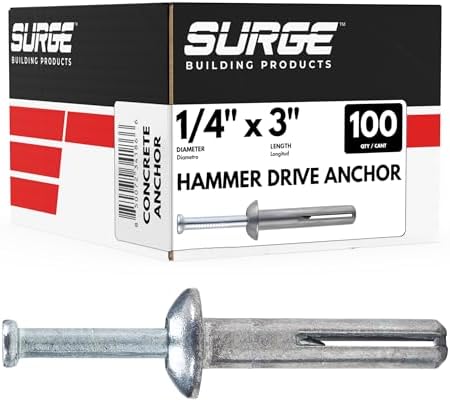 1/4" x 3" Hammer Drive Nail in Concrete Anchor (Box of 100)