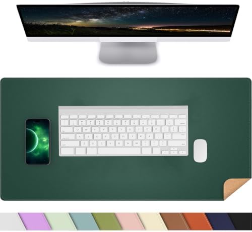 AFIING Cork Desk Mat, Dark Green, 23.6" x 13.7", Desk Pad Protector