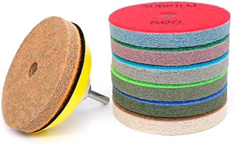 4 Inch Diamond Sponge Polishing Pads Kit with Backing Pad 5/8"-11 Thread Adapter for Marble Restore Polisher Grinder Drill