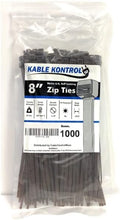 Kable Kontrol Cable Zip Ties, 8 Inch, 1000 Pcs, 50lbs Test, Brown | Nylon Plastic, Self Locking, UL Listed, Indoor Use