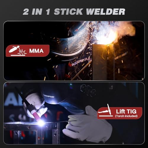 ARCCAPTAIN 205A Stick/Lift TIG Welder with Torch, 120V/240V Welder Machine