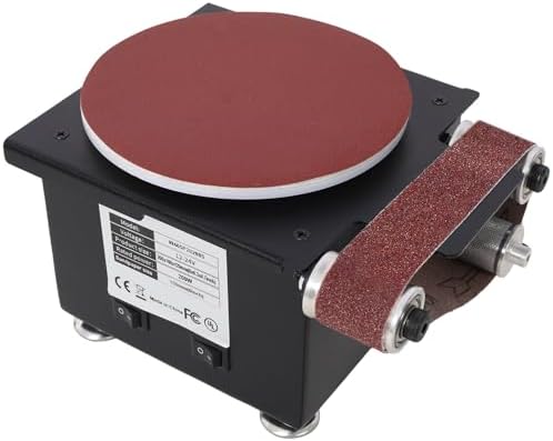 2 in 1 Mini Belt Disc Sander, 6 Inch Belt Sander Adjustable Speed Electric Grinding Sanding Machine, Handcraft System Bench Grinder Small Spindle Sander Machine for Metal Working and Woodworking