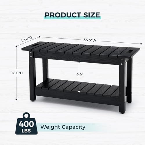 35" Shower Bench, Waterproof HIPS Shower Stool for Shaving Legs