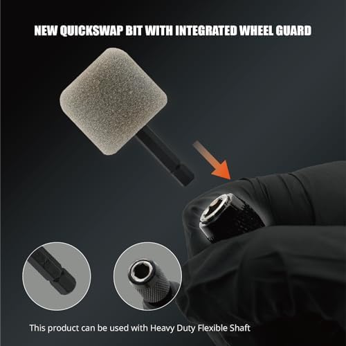 SPTA Gray Light Cut & Fnish Pad, 5Pcs Cylinder Flexible Shaft Mini Polishing Pad Set Perfectly Tailored for Small Area, Polishing Door Handle Recesses, Radiator Grilles, Rims, and Interiors -PT110-5