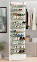 Whitmor 36 Pair Over the Door Shoe Rack,12 Tier Hanging Shoe Organizer with Metal Frame & Mesh shelves, Heavy Duty Shoe Storage Holder for Door,No Drill Installation, 74" H x 21.7" W x 7.5" D, Green