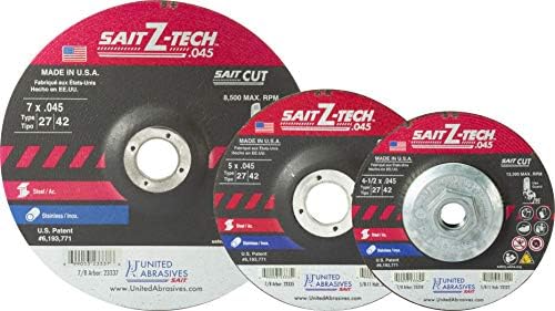 United Abrasives- SAIT 23337 Z-Tech High Performance Cut-Off Wheels (Type 27/Type 42 Depressed Center) 7" x .045" x 7/8", 50-Pack