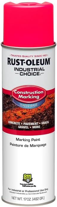 Rust-Oleum 264702-12PK Industrial Choice M1400 System Water-Based Construction Marking Spray Paint, 17 oz, Fluorescent Pink, 12 Pack