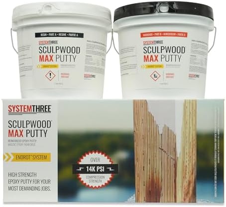 System Three SculpWood Max Putty Epoxy Wood Filler, 2 Gallon Kit