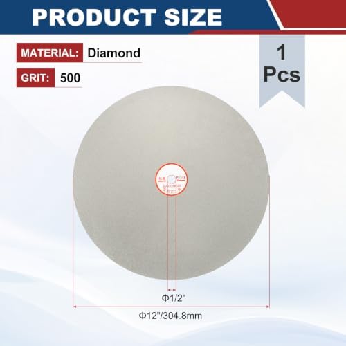 12 Inch x 1/2" Arbor Diamond Flat Lap Disc, 500 Grit