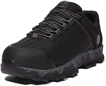 Timberland PRO Men's Powertrain Sport Alloy Safety Toe Industrial Athletic Work Shoe, Black/Grey-2024 New, 7.5 W