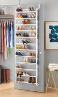Whitmor 36 Pair Over The Door Shoe Organizer, 12 Tier Hanging Shoe Organizer, Heavy Duty Metal & Mesh Shoe Holder, Hanging Shoe Rack for Closet Organizer & Storage, 74" H x 21.7" W x 7.5" D, White1