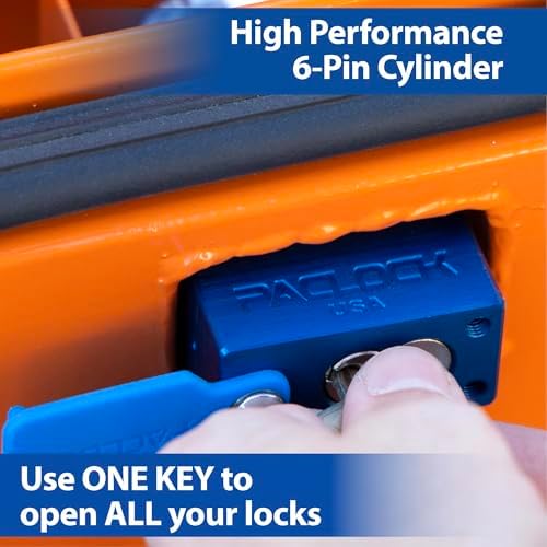 PACLOCK's 10-Series Universal Jobsite Box Lock, UCS, High Performance 6-Pin Cylinder, One Lock Keyed to a Number U-Pick! w/ 2 Keys, Orange
