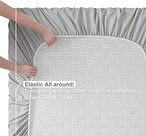 Nestl Twin XL Sheets Set - 3 Piece XL Twin Bed Sheets, Extra Soft Double Brushed Bedding for Adjustable Bed, 2 Tone Silver/Grey Set, Silver Fitted Sheet, Grey Flat Sheet, Grey Pillow Case