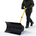 29" Push Snow Shovel with Wheels for Driveway, Heavy Duty Adjustable Angle Wheeled Snow Pusher Shovel, Metal Rolling Snow Pusher, Snow Plow Shovel on Wheels for Snow Removable