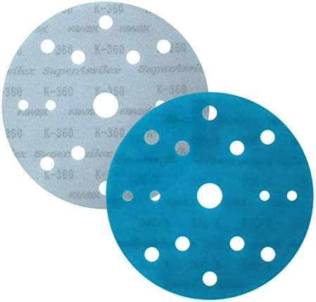 Eagle Abrasives Super Assilex Flexible 6 inch Sanding Discs, Ocean K-360, 15 Holes, Hook & Loop, 193-1575, 25 Discs, Aluminum Oxide, Blue, Compatible with Angle Grinder